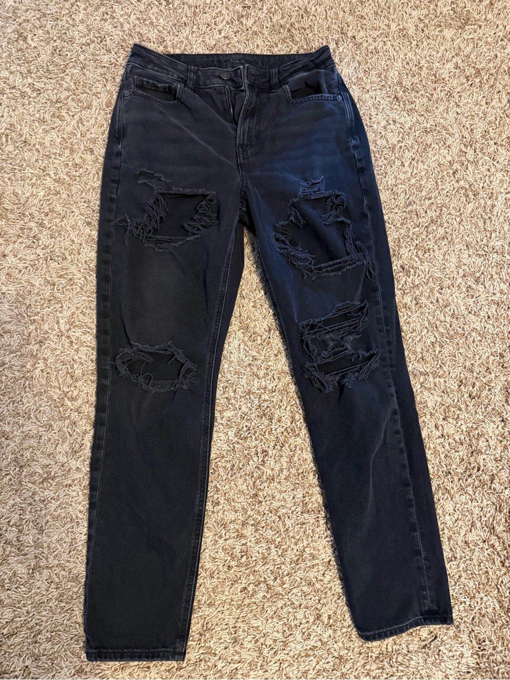 American Eagle Outfitters High-Rise Distressed Black Jeans